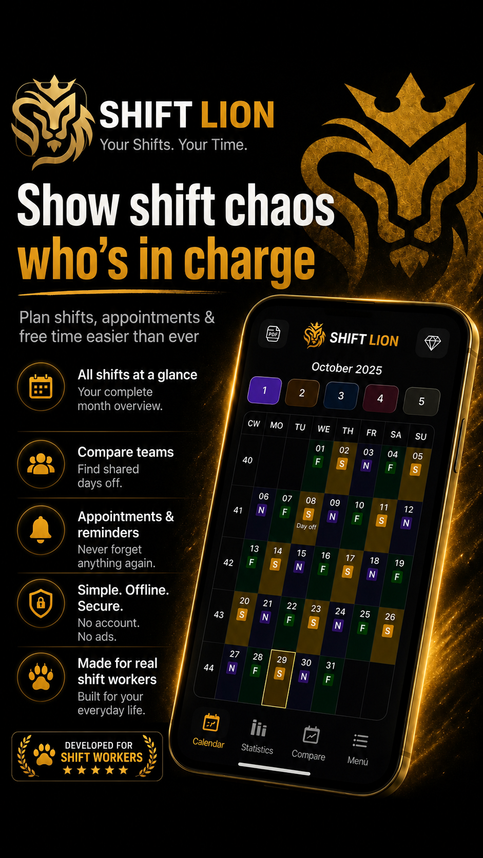 Shift Lion calendar